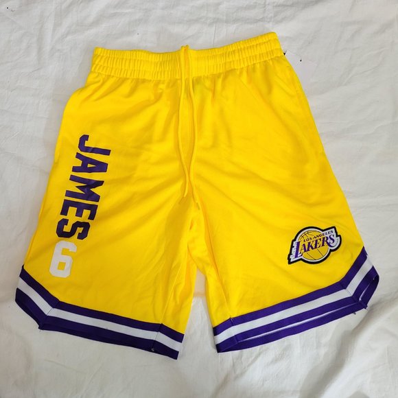 NBA UNK Lebron James #6 LA Lakers Basketball Jersey Shorts Gold Yellow vsmc288f - Picture 2 of 13